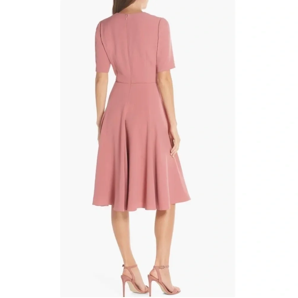 Gal Meets Glam Collection Edith City Crepe Fit & Flare Midi Dress Size 00